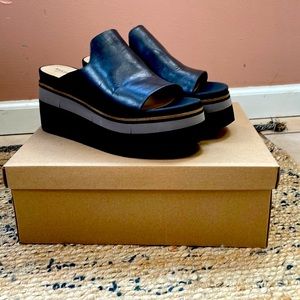 Black Flow Platform Sildes by Naked Feet with original box.